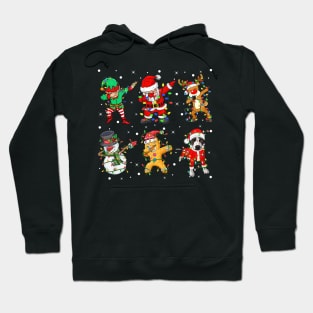 Dabbing Dab Santa Elf Pitbull Dog Friends Christmas Lights Hoodie